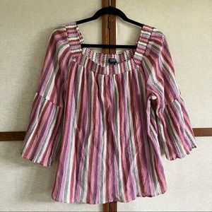Chaps Flowy Striped Boho Blouse - Size Medium